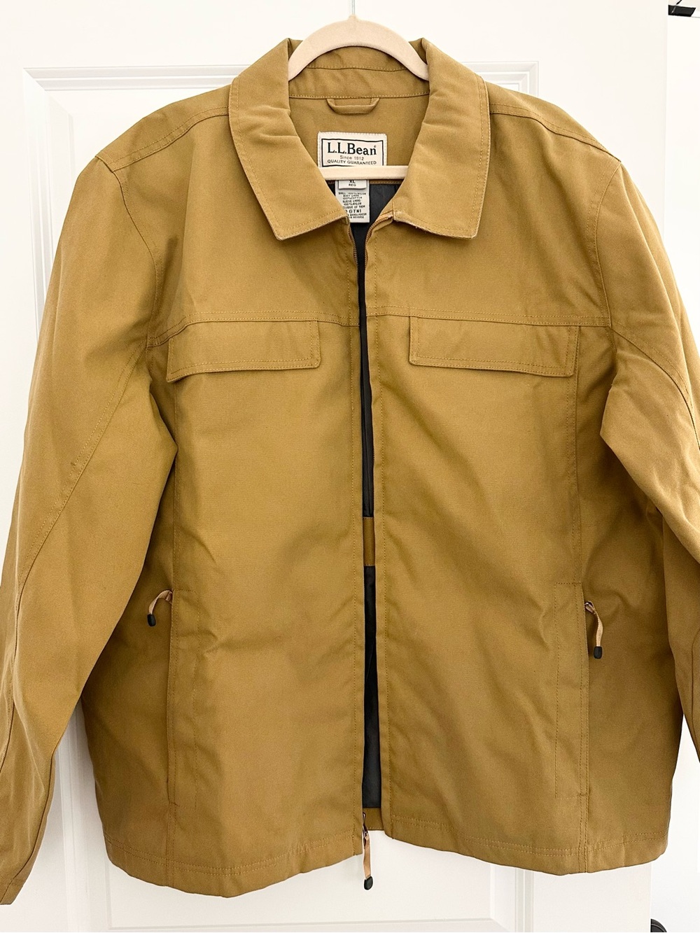 L.L. Bean Original Nylon Canvas Zip Up Field Coat / Barn Jacket - Cotton Lined
